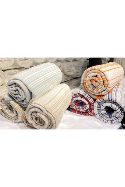 Özdilek Cotton Laptop TV Blanket (130x170)-striped Beige