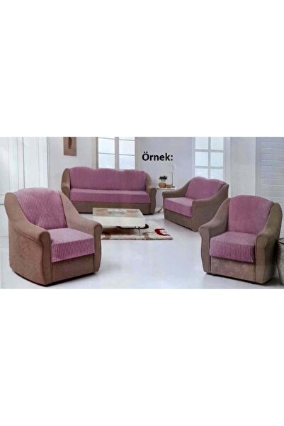 Armada Gül Kurusu Avangard Lastikli Koltuk Örtüsü Takımı 3+3+1+1