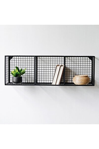 GO DEKOR Metal 3'küp Gözlü Kafes Yatay Duvar Rafı/kitaplık 100x33x23