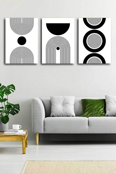 StellaStore Soyut Modern Minimal Kanvas Tablosu 3'lü Canvas Tablo Seti Ev, Ot...