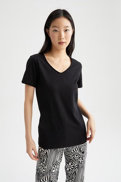 DeFacto Slim Fit V-Neck Short Sleeve T-Shirt