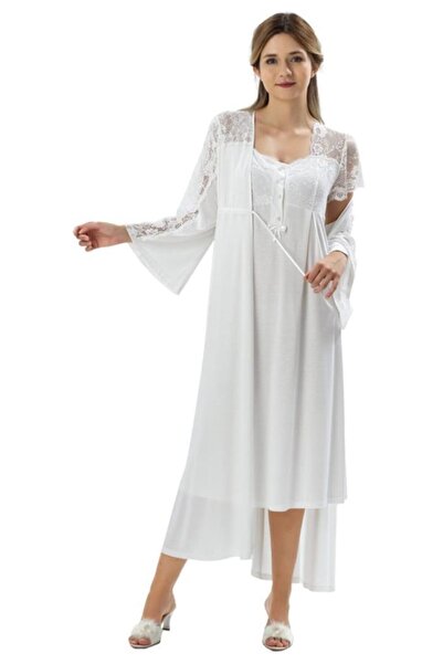 Duchesse Women's Ecru Maternity Nightgown Dressing Gown Set 2008