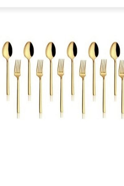 BRONDOFF Stayle Titanium Gold 6 Dessert Spoons and 6 Dessert Forks