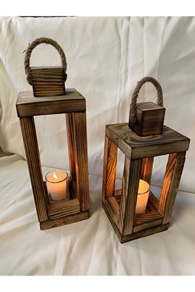 erken yapı wood Ahşap Ikili Fener Mumluk