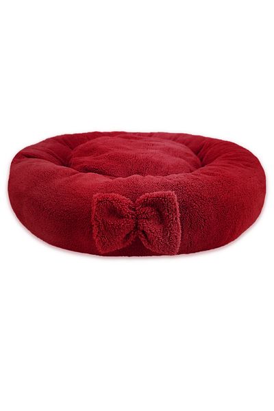 Sdypet Plush Bagel Cat & Small Breed Dog Bed - Red
