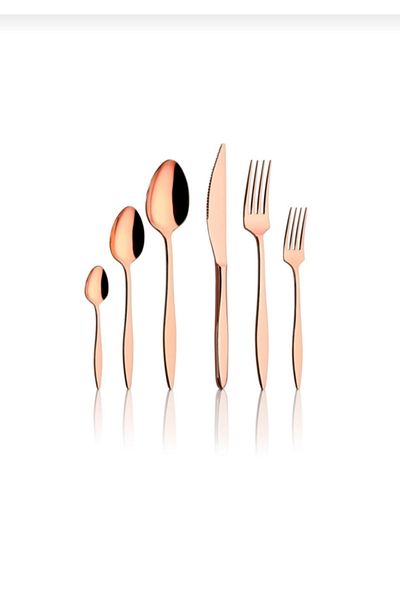 BRONDOFF Carmen Rose Gold 72 Piece Fork Spoon Knife Set for 12 Persons