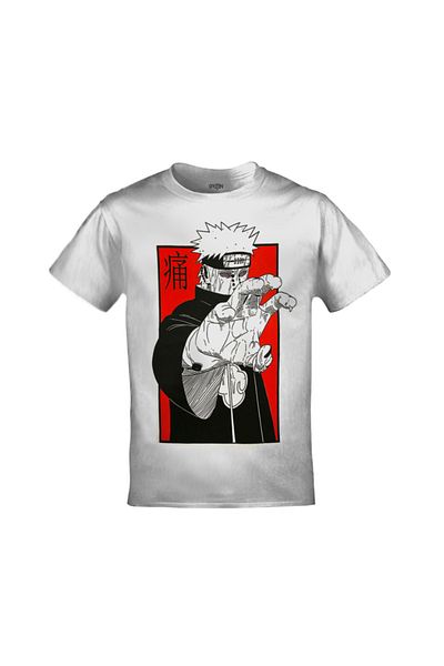 Orijin Tekstil Naruto Shinra Tensei Akatsuki Pain Nagato Printed White Tshirt