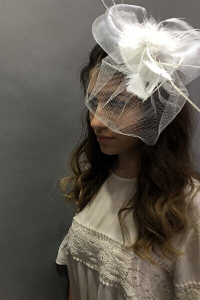 Hayalperest boncuk Λευκό τούλινο καπέλο γάμου