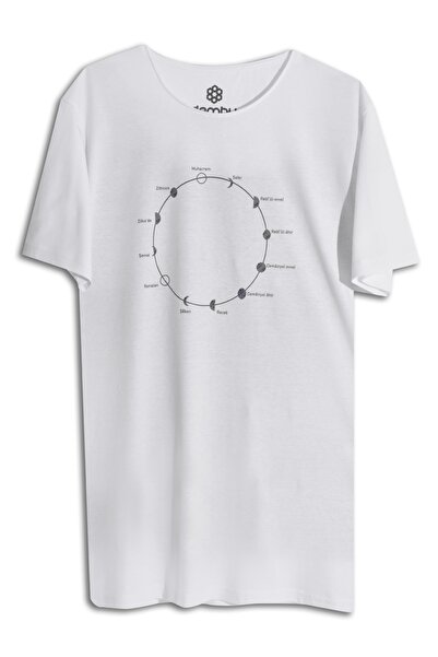 Dembu Hicri Takvim Tasarım Pamuk Beyaz T-shirt