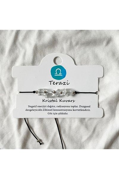 Atölye Merdiven Horoscope Bracelet and Anklet Libra Crystal Quartz Stone