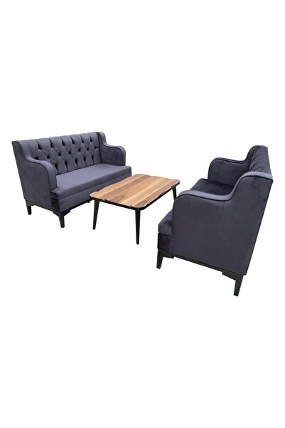 Evim-E Aksesuar Chester Yarım Kollu & Kapitoneli Ikili Bank Sehpa Takımı(mutf...