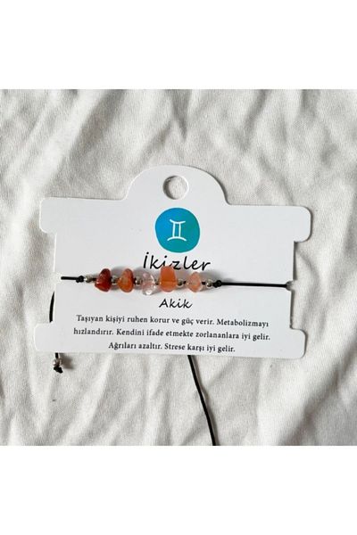 Atölye Merdiven Zodiac Bracelet and Anklet Gemini Zodiac Sign Agate Stone