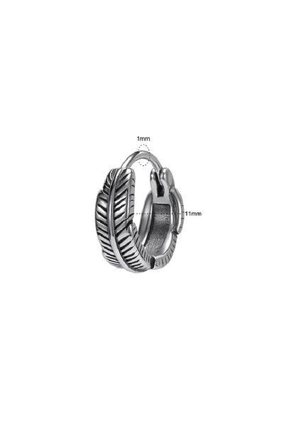 northstarshop Vintage Leaf Design Ring Snap 316l Men's Steel Earring (SINGLE)