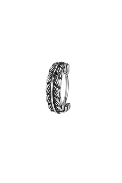 northstarshop Leaf Modern Style Ring Design Snap-On Biker 316l Men's Steel Earrings (SINGLE)