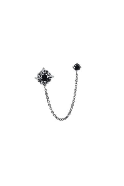 northstarshop Double Combination Flower Gothic Double Cross Chain Snap-Dangling Zircon 316l Steel Earring Single