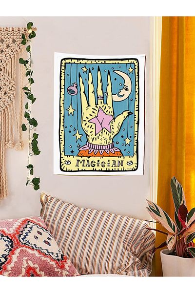 Buka Shops Set de 3 tapiserii de perete cu ilustrație de tarot pastel