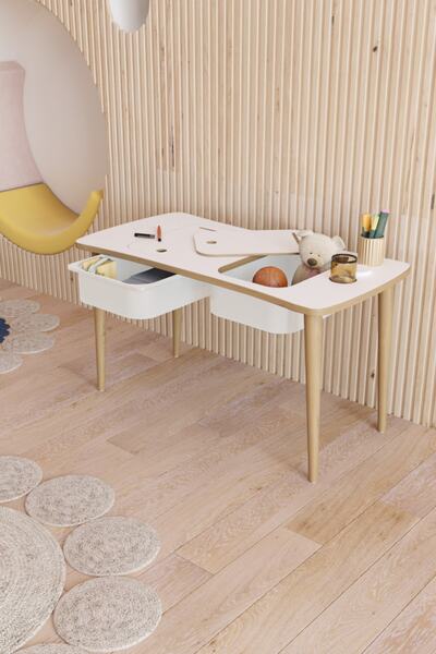 Fahrettin Küçük Iki Çekmeceli Çocuk Oyun Ders Çalışma Masası Montessori