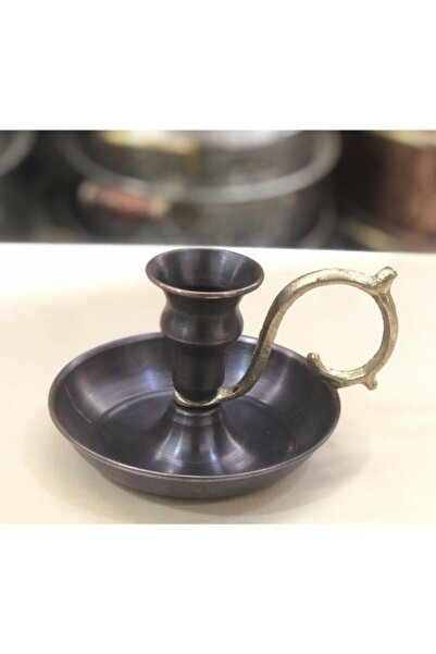 KAVELE Bakır Eskitme Düz Şamdan