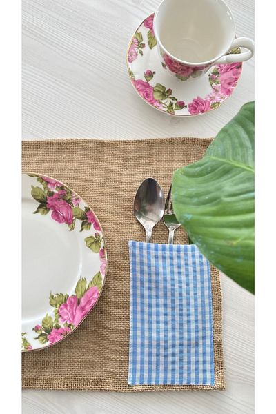 White Alamode Υπηρεσία Gingham Jut Blue American