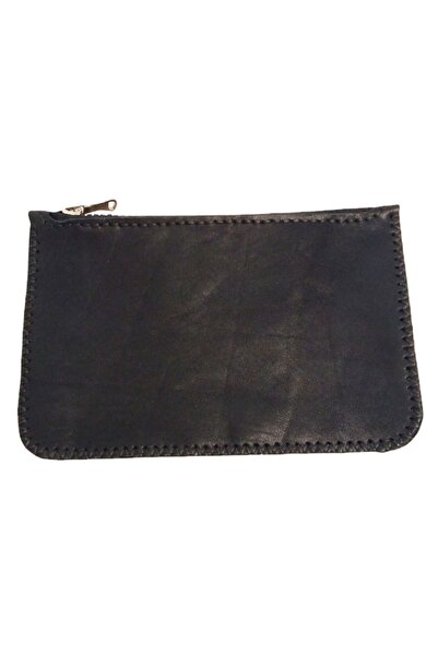 goyaluna Gerçek Deri Siyah Mini Clutch Çanta