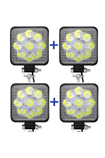 ARSVİSİON AUTO ACCESSORIES Off Road Sis Farı Sis Lambası 9 Led Kare 4 Adet
