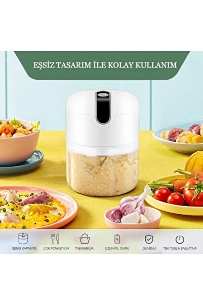 Tiffany Şarjlı Paslanmaz 3 Bıçaklı Pratik Mini El Rondosu