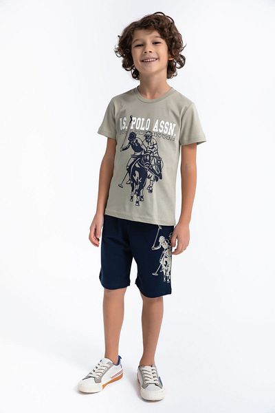 U.S. Polo Assn. Base. Polo Assn Light Khaki Black Boy Bermuda Suit