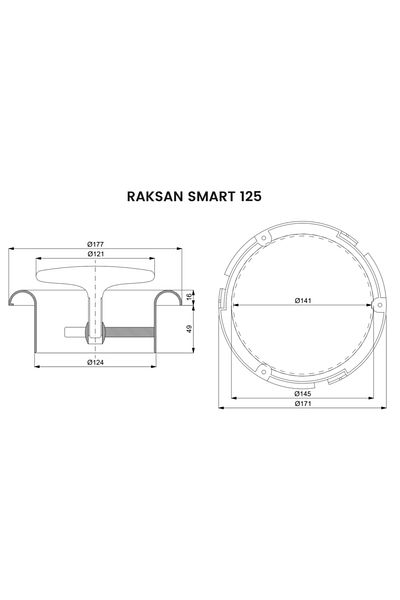 AFS Raksan Smart Sailor Anemostat Grille 125 mm Plastic