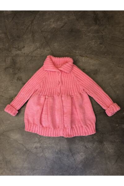 izelticaret El Örgüsü Yakalı Pembe Robadan Kız Çocuk Ceketi