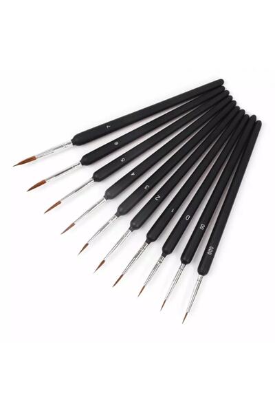 MOR SALKIM HOME Tezhip Sanat Ince Uçlu Suluboya Yağlıboya Çakal Saçı Guaj Akrilik Boyama Fırça Seti 10 Adet