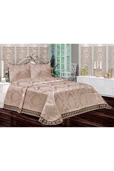 bilginçeyiz Aden Chenille Jacquard Double Bedspread - Cappuccino