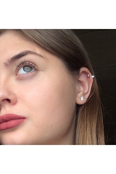 Gif Accessories 316l Cerrahi Çelik Piercing Yarım Halka (KÜPE KULAK DUDAK KIKIRDAK TRAGUS, HELİX) Gümüş Renk