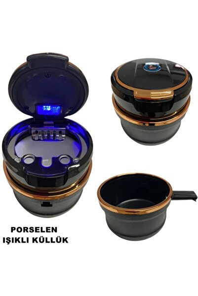 Point Bmw Tip Işıklı Küllük Bardaklıklı Porselen Iç Havza 1. Kalite Gold