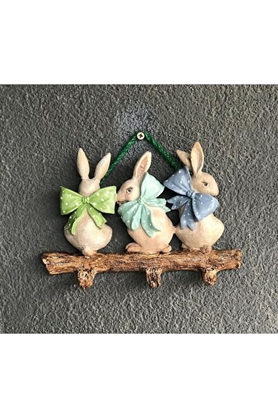 Sister Home Design Paskalya Üçlü Tavşan Askılık Pastel