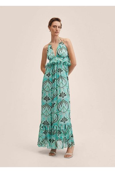 MANGO Woman Rückenfreies gemustertes Kleid