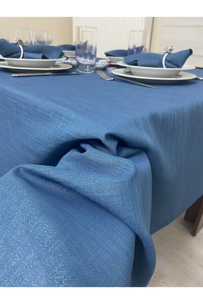 Zeren Home Індіго синій блискучий льняний стіл покривало беговіль