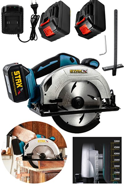 STAXX POWER Hd-xr Lion Çift Akü Kömürsüz Fast Motor 185mm Akülü Daire Testere Sunta Ahşap Kesme Testere 48v 10ah