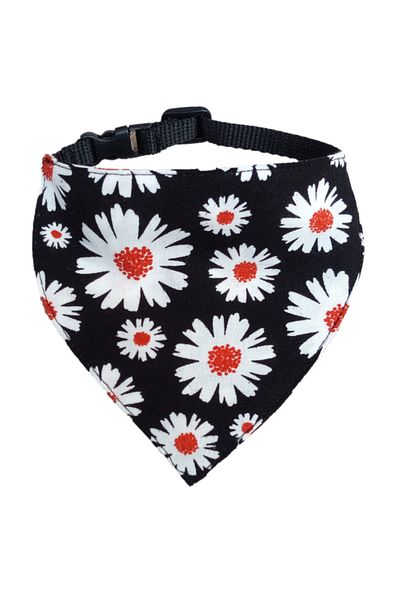 stylie Black Daisy Cat And Small Breed Dog Scarf