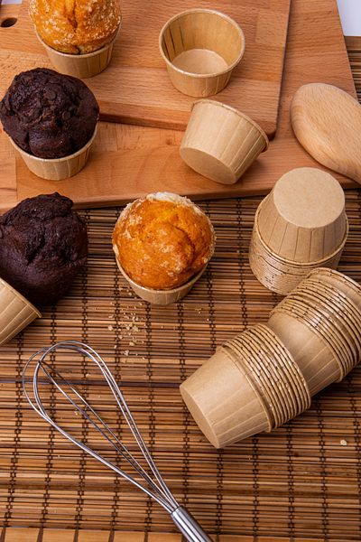 Huzur Party Store Kraft Cake Mold 50 Pieces Milk Brown Color 7x3.5 Cm Muffin Mold Cupcake Capsule