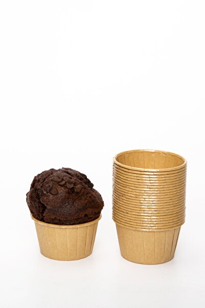 Huzur Party Store Kraft 50'li Kek Kalıbı Sütlü Kahve Renk Fırında Dağılmayan 7x3.5 Cm Muffin Kalıbı Cupcake Kapsülü
