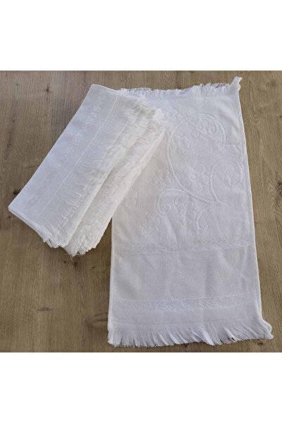 Rüya Etamine Embroidered Cross Stitch Towel with Fringes (30x50) 1 Piece White