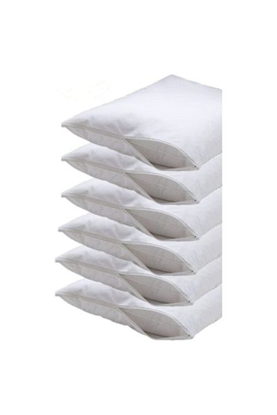 Madame Clean Home 6 bucăți husă de pernă albă 100% bumbac - cu fermoar, 50x70 cm