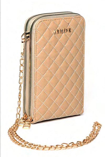 Armine Nisaca Medium Size Quilted Leather Women's Bag with Phone Compartment |   Armine Mink