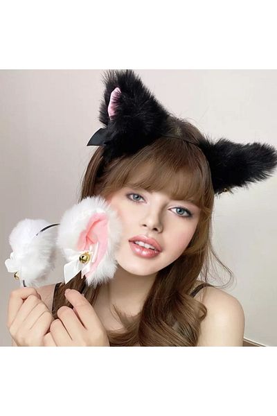 Köstebek Gothic Steampunk Kuromi Cat Ear Bell Metal Crown