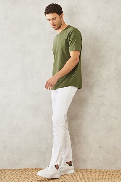 AC&Co / Altınyıldız Classics Men's Khaki Slim Fit Slim Fit Crew Neck Cotton Flexible T-Shirt