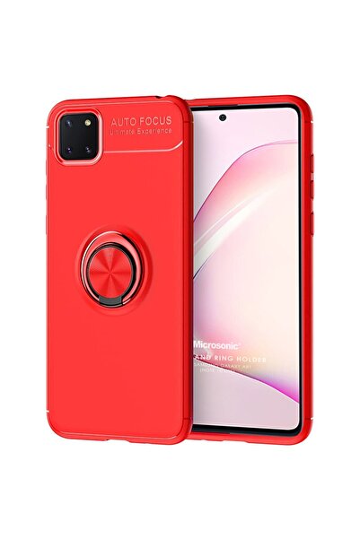 Microsonic Samsung Galaxy Note 10 Lite Kılıf Kickstand Ring Holder Kırmızı