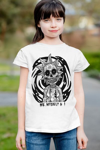 ROCKANDROLL Tricou alb cu mânecă scurtă Zombie Rik pentru fete