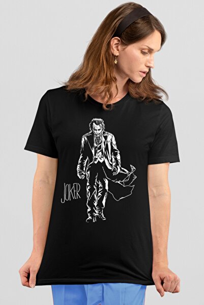 ROCKANDROLL Tricou Joker negru cu mânecă scurtă pentru femei, cu haină