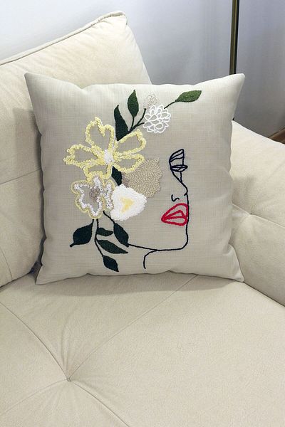 Monchi Floral Women's Punch Throw Pillow Cover 100% Handmade