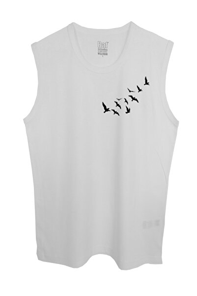 Raf Coll Tricou alb fără mâneci imprimat bărbați